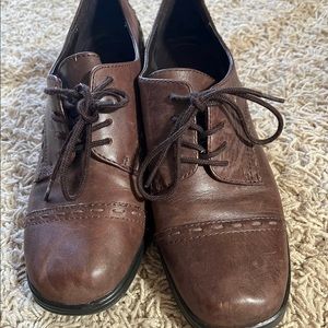 Womens Brown Leather Vintage Clogs Boots Oxford Shoes Booties
